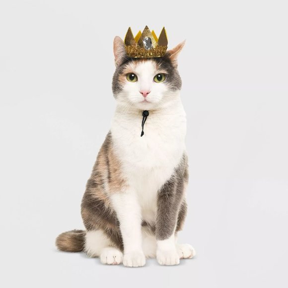 Pet Cat Hyde & Eek ROYALTY CROWN QUEEN Halloween Costume One Size Headpiece NWT - Picture 2 of 3